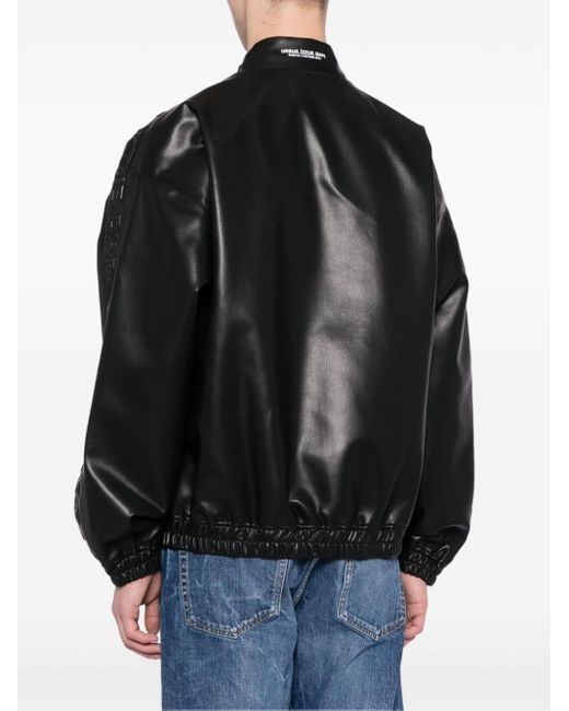 Izzue Black Zip-up Faux-leather Jacket for men