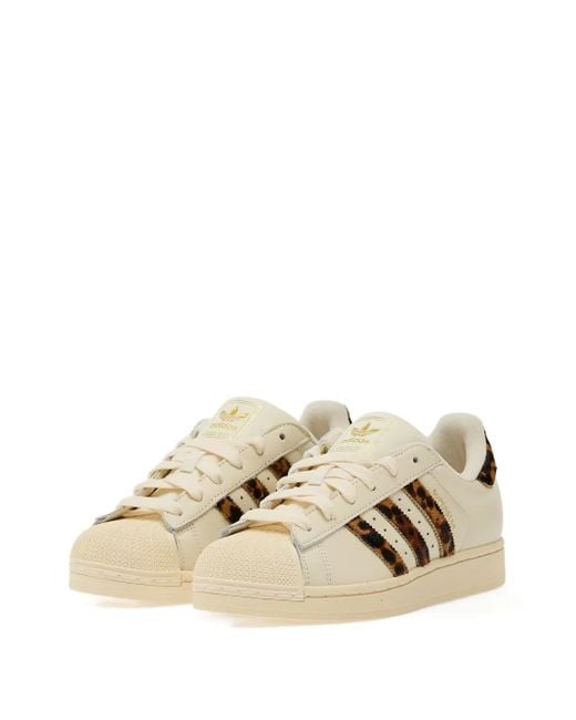 Adidas Natural Leopard-Print Superstar Trainers