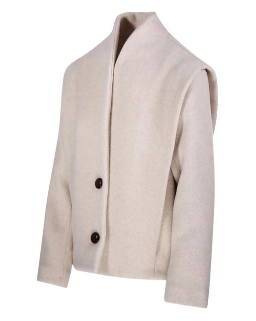 Isabel Marant Natural Drogo Padded-Shoulder Jacket