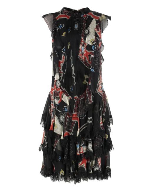 Etro Ruffled Print Dress Black
