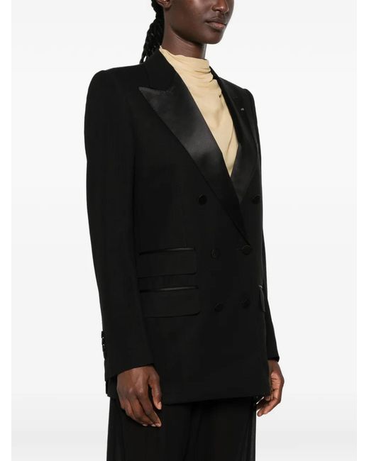 Tom Ford Black Double-Breasted Buttoned Blazer