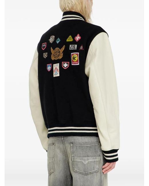 DIESEL Black Veste En Cuir À Patch L-Arry-Patch for men