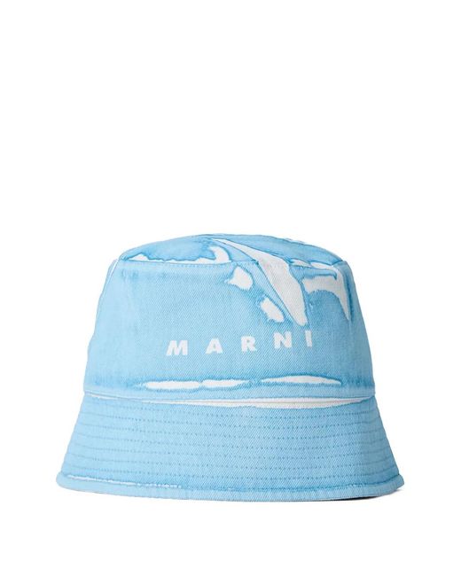 Marni Blue Logo-Motif Bucket Hat