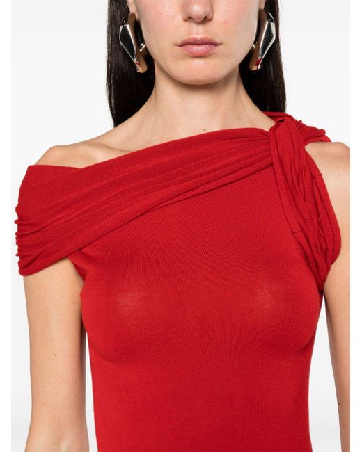 Rick Owens Red Twisted-neckline Knitted Tank Top