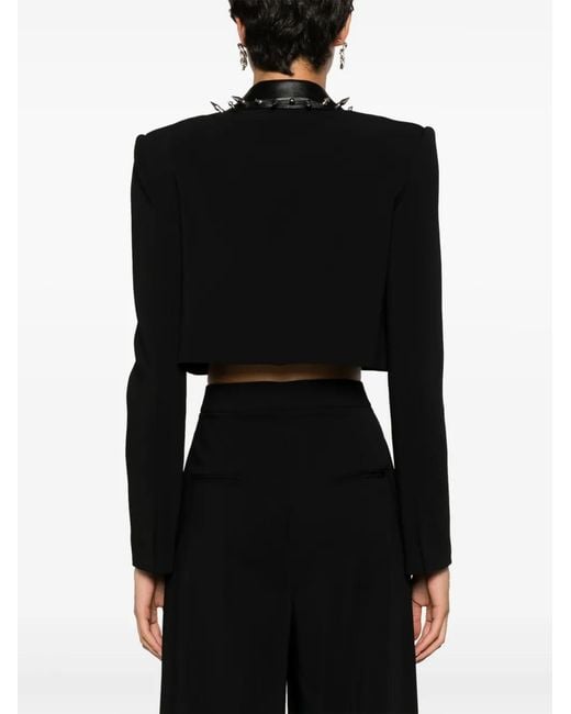 Moschino Black Spike Stud-Embellished Cropped Blazer