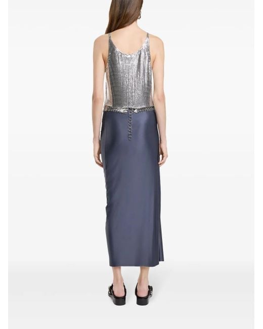 Rabanne Blue Draped-Detail Skirt