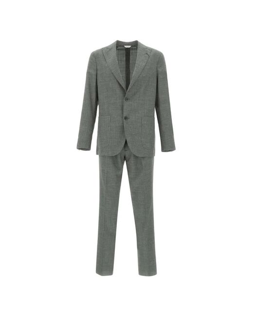 Boglioli Gray Peak Lapel Patch Pocket Suit for men