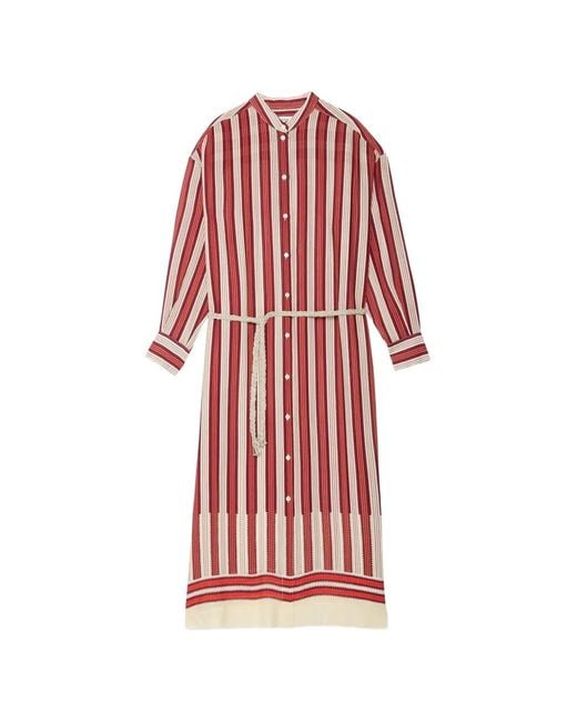 Ottod'Ame Red Striped Belted Shirt Dress