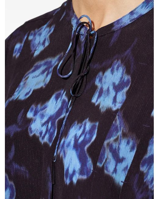 Rag & Bone Blue Floral-Print Blouse