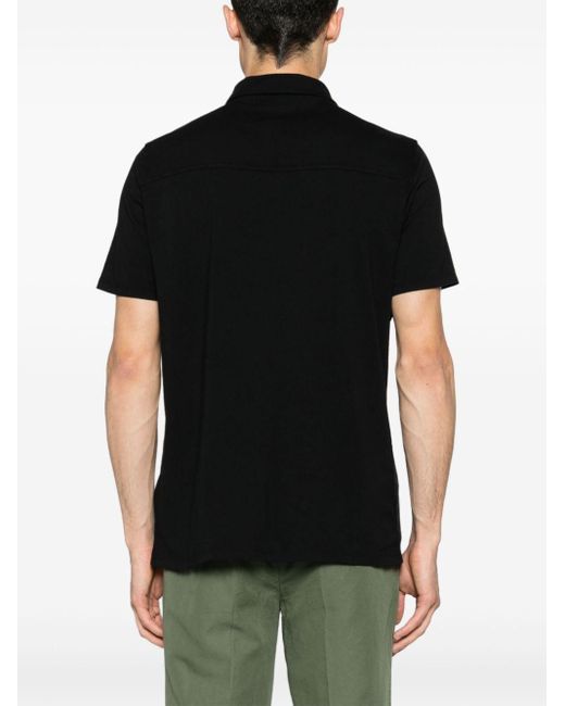 Majestic Filatures Black Organic Cotton Jersey Polo Shirt for men