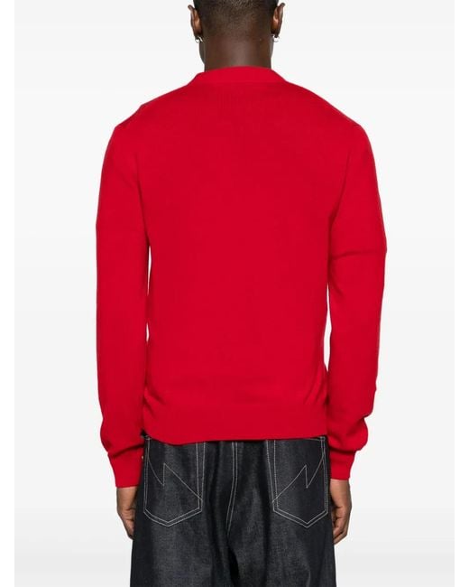 COMME DES GARÇONS PLAY Red Double-Heart Wool Cardigan