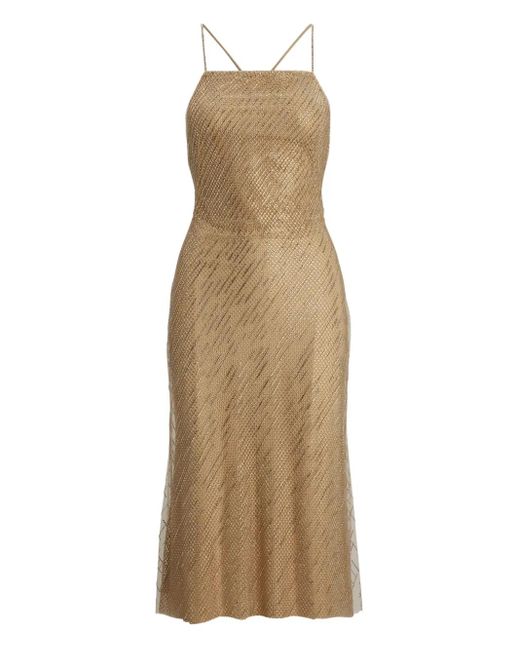 Ralph Lauren Natural Metallic Mesh Slip Dress