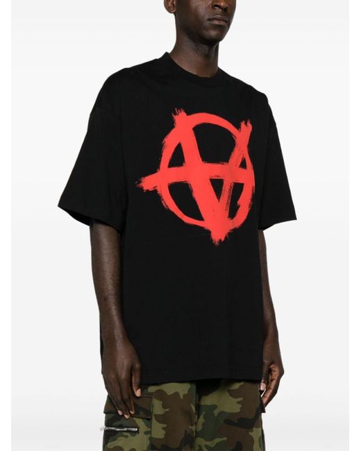 Vetements Black Reverse Anarchy Cotton T-shirt