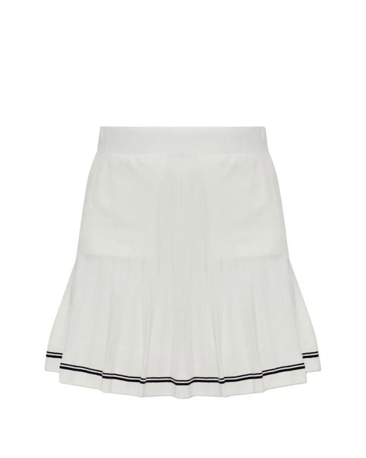 Bogner White Myra Pleated Striped Skirt