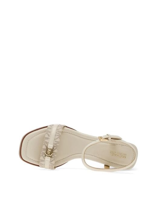 Michael Kors Natural Monogram-Pattern Buckle-Fastening Sandals