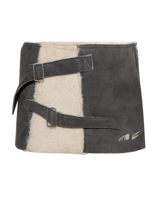 Natasha Zinko Gray Minirock aus Wildleder mit Riemen