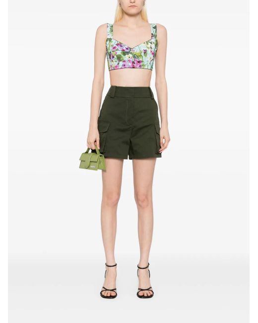 Elie Saab Green Gabardine Shorts