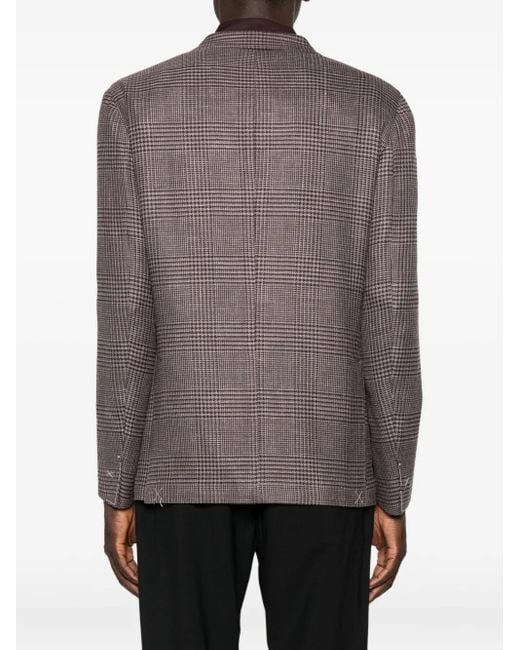 Blazer Monopetto A Quadri di Eleventy in Purple da Uomo