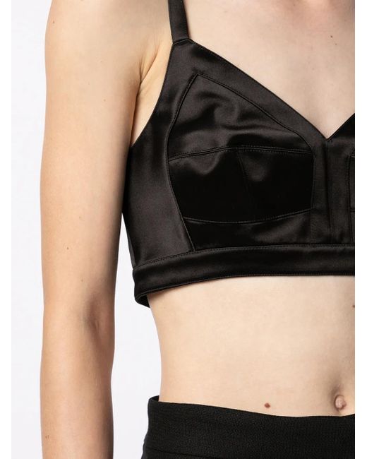 McQueen Black Spaghetti-Strap Crop Top