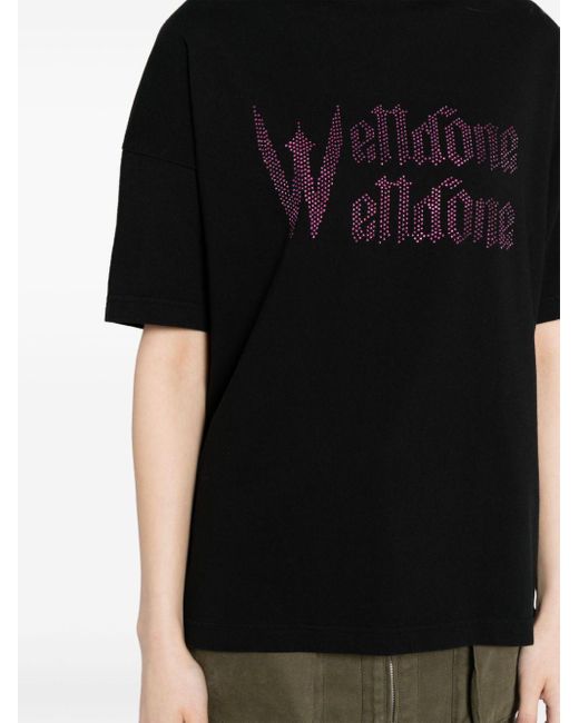 we11done Black Rhinestone-embellished Cotton T-shirt