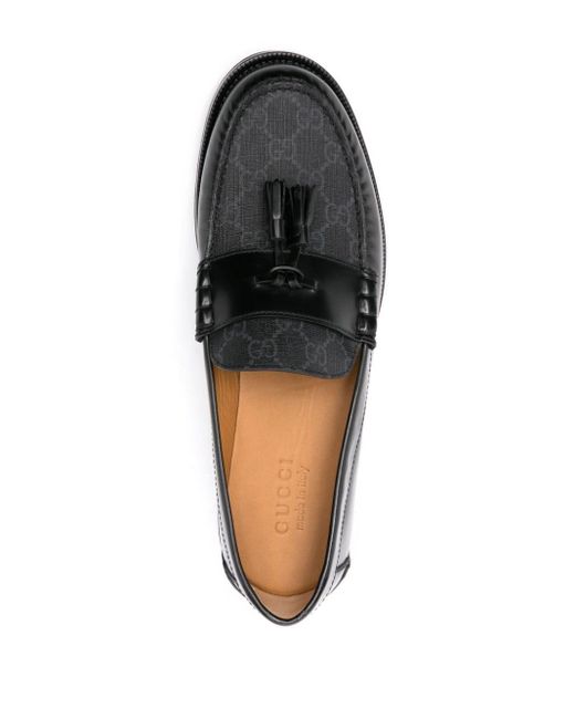 Gucci Black Tassel-detail GG Canvas Loafers for men