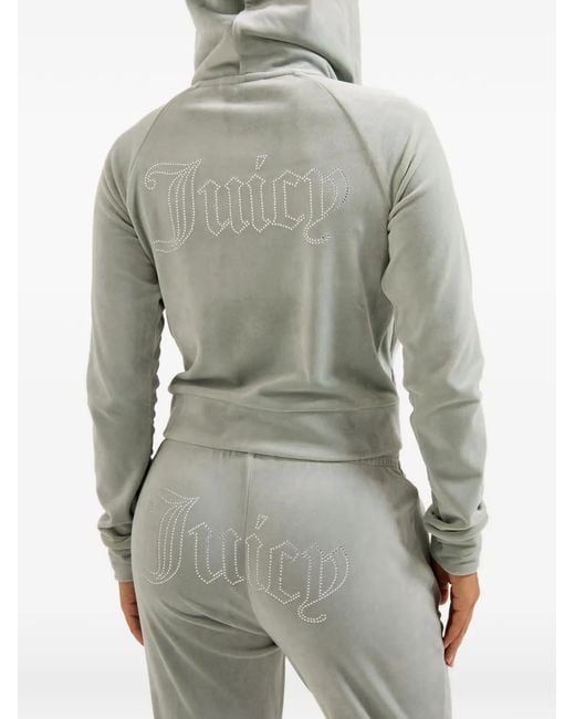 Juicy Couture Blue Diamanté Velour Hoodie