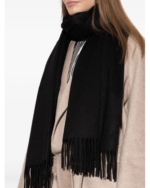 Max Mara Black Fringed-Edge Scarf