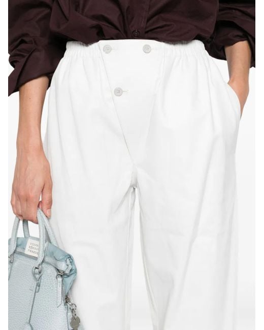 Prada White Button-Fastening Cupro Trousers