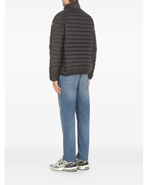 Save The Duck Black Logo-Patch Padded Jacket for men