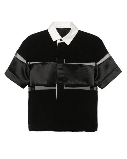 T-shirt en coton à empiècements Sacai en coloris Black