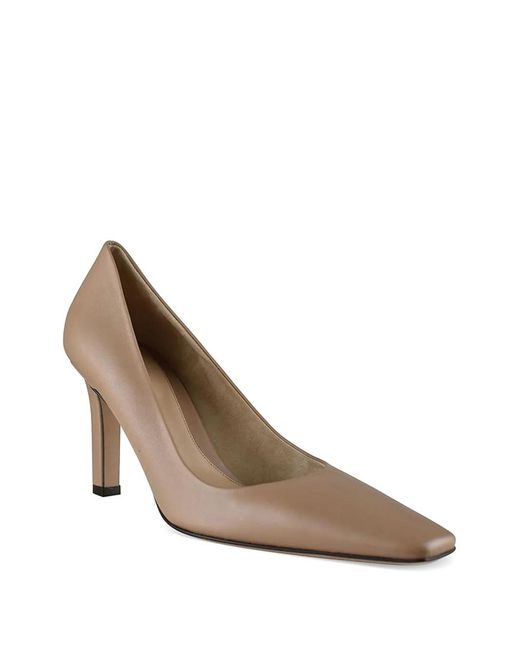 The Row White Carla Square Toe Pumps