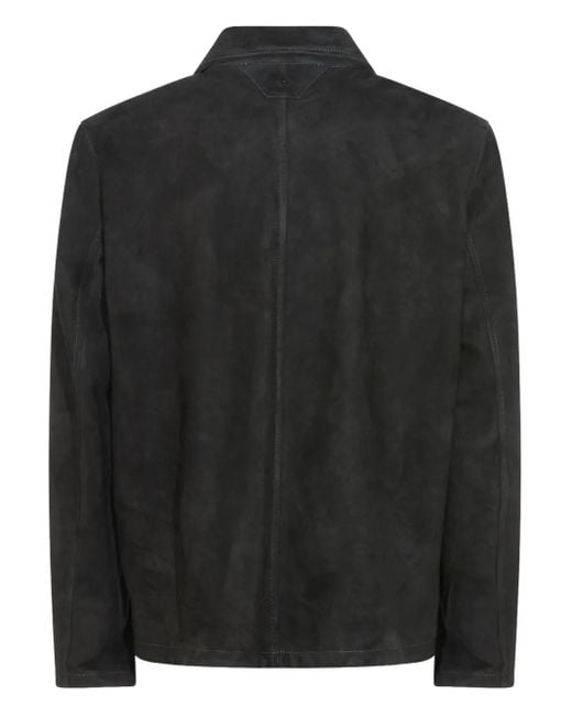 Salvatore Santoro Black Buttoned Leather Jacket for men