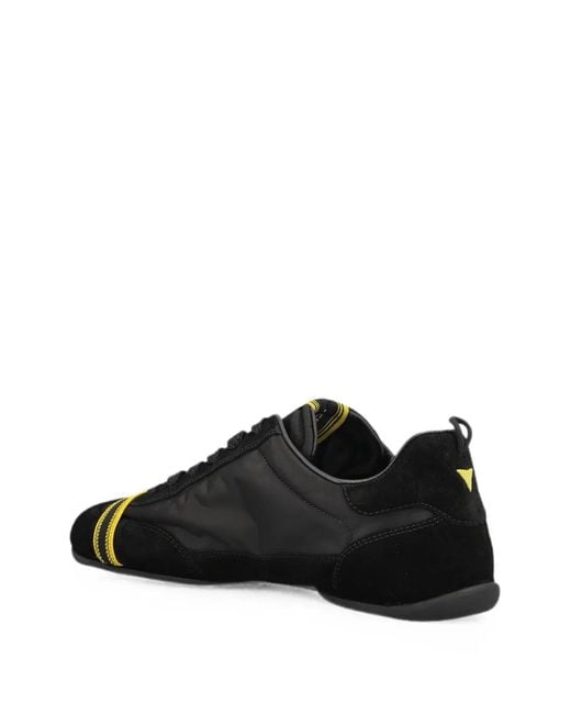 Fendi Black Wrap Suede And Fabric Low-Top Trainers for men