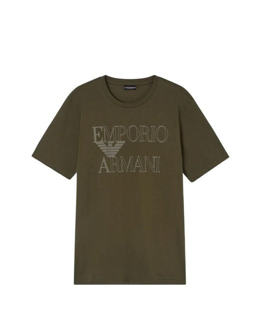Emporio Armani Green Logo-Print T-Shirt for men