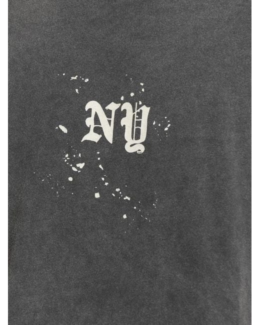 Duke & Dexter Gray Acid-Wash Graphic-Print T-Shirt for men