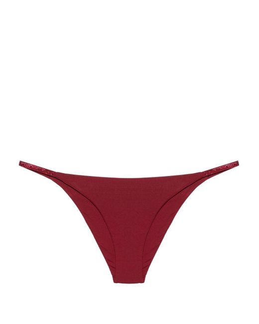 Fisico Red Rhinestone-embellished Bikini Bottom