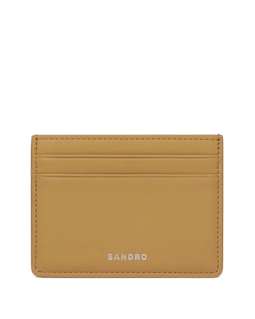 Sandro Natural Leather Logo Card Holder for men