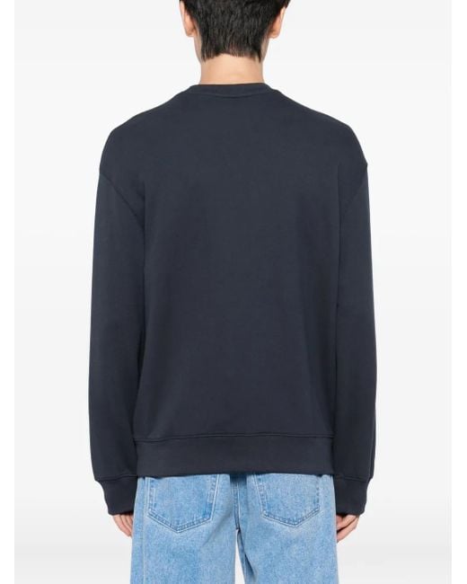 Maison Kitsuné Blue Embroidered-Logo Patch Sweatshirt for men