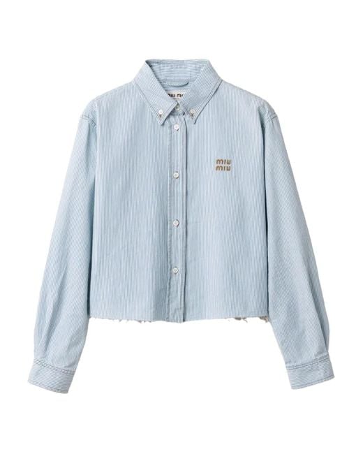 Camicia A Righe di Miu Miu in Blue