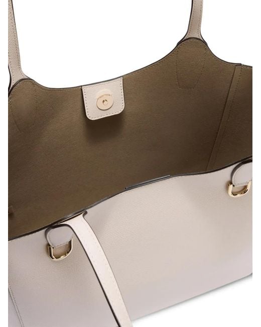 Furla White Medium Lea Tote Bag