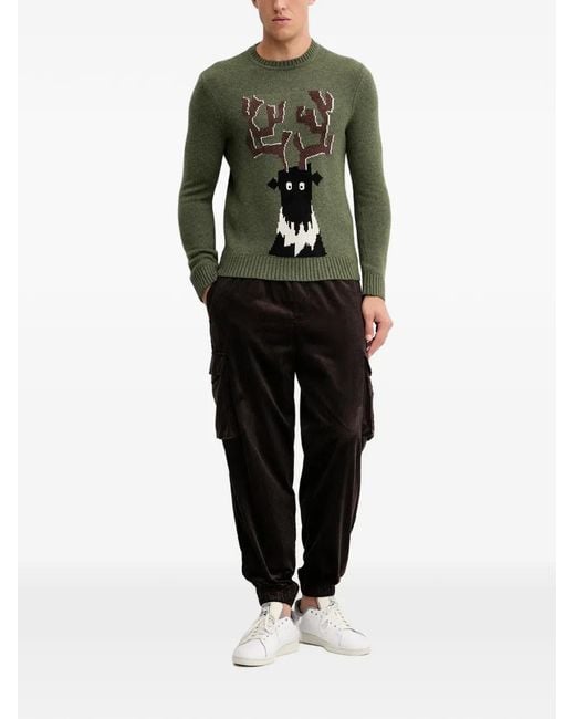 EA7 Green Graphic-Print Sweater for men