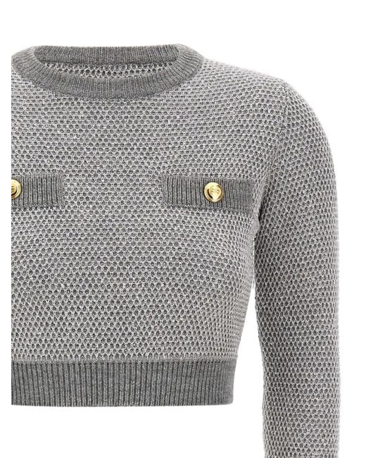 Elisabetta Franchi Gray Sequinned Knitted Sweater