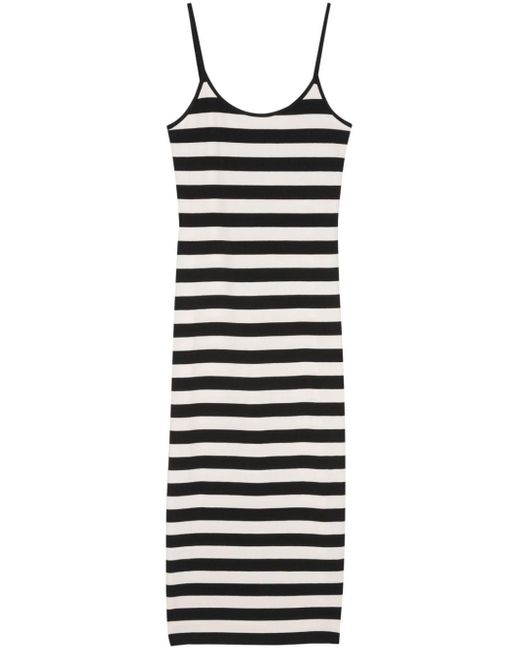 Patrizia Pepe Black Striped Jersey Dress