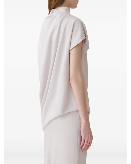 Fabiana Filippi White Draped-Detail Knot-Embellished Top