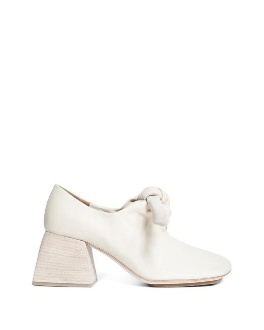 Uma Wang White Knotted Leather Pumps