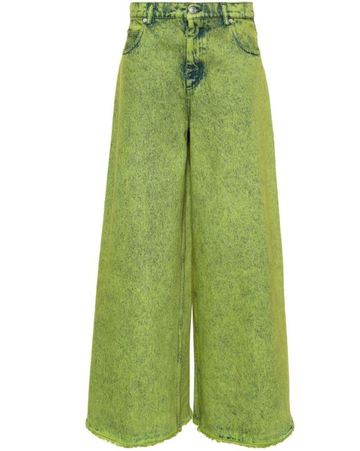 Marni Green Garment-dyed Wide-leg Jeans
