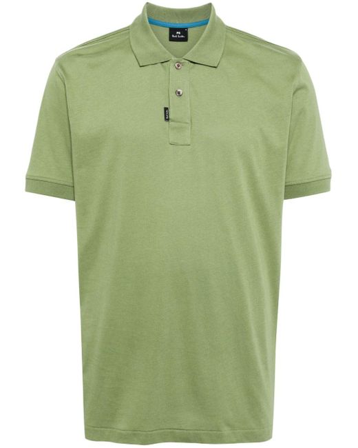 PS by Paul Smith Green Logo-tag Cotton Polo Shirt for men