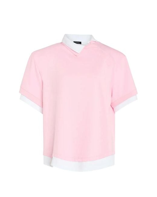 A.W.A.K.E. MODE Pink Double-Collar Layered-Effect Top