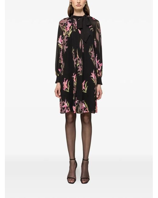 Nissa Black Pleated Mini Dress