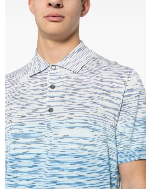Missoni Blue Slub Cotton Polo Shirt for men